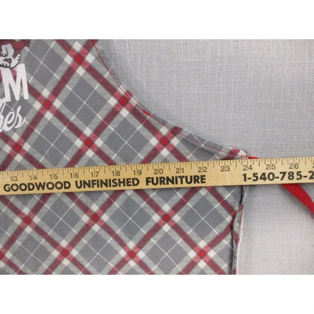 Peanuts Snoopy Charlie Brown Warm Wishes Holiday Apron Red‎ Grey Plaid One Size